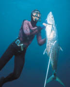 Spearfisherman with a mackerel